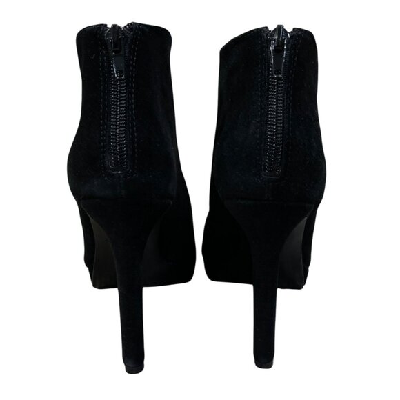 Nine West Tariano Peep Toe Shootie Bootie Black Suede 6.5M - Picture 6 of 11